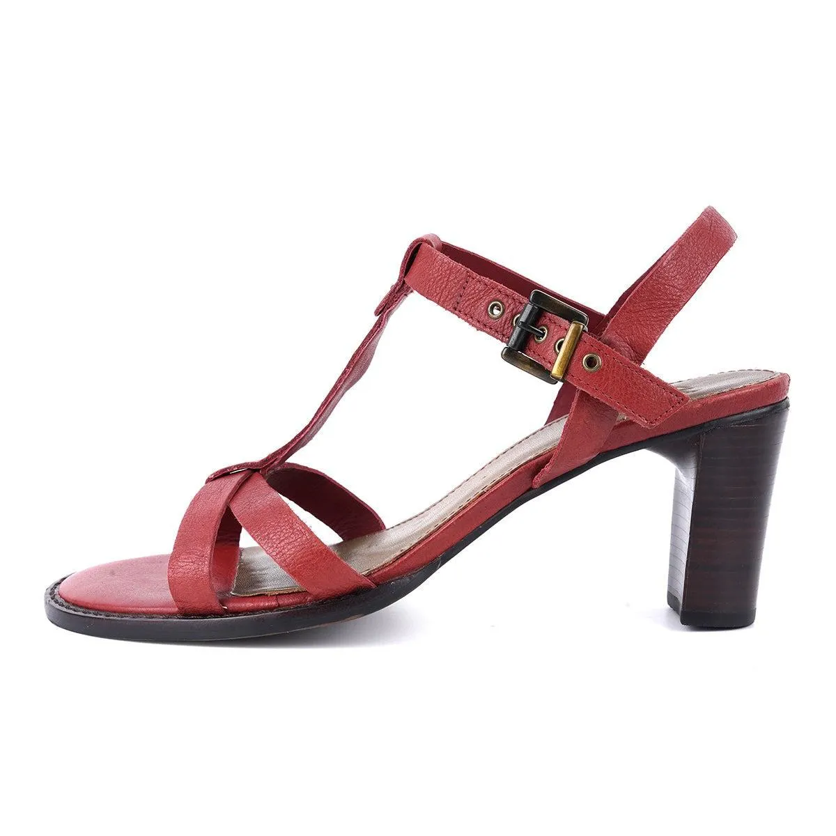 Clarks Ankle Strap High-Heel Shoes Leather Red Colour For Women