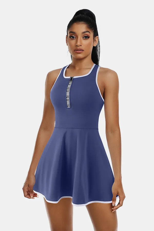 Clearance | Tennis Dress Workout Dress Sleeveless Athletic Racerback Navy Golf Dress