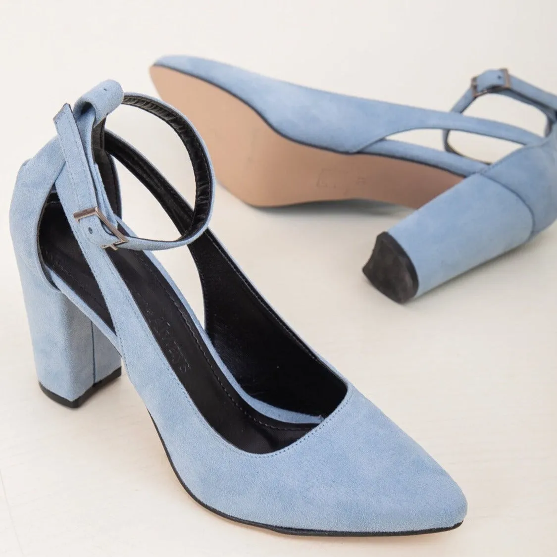 Colette - Baby Blue Suede Wedding Shoes