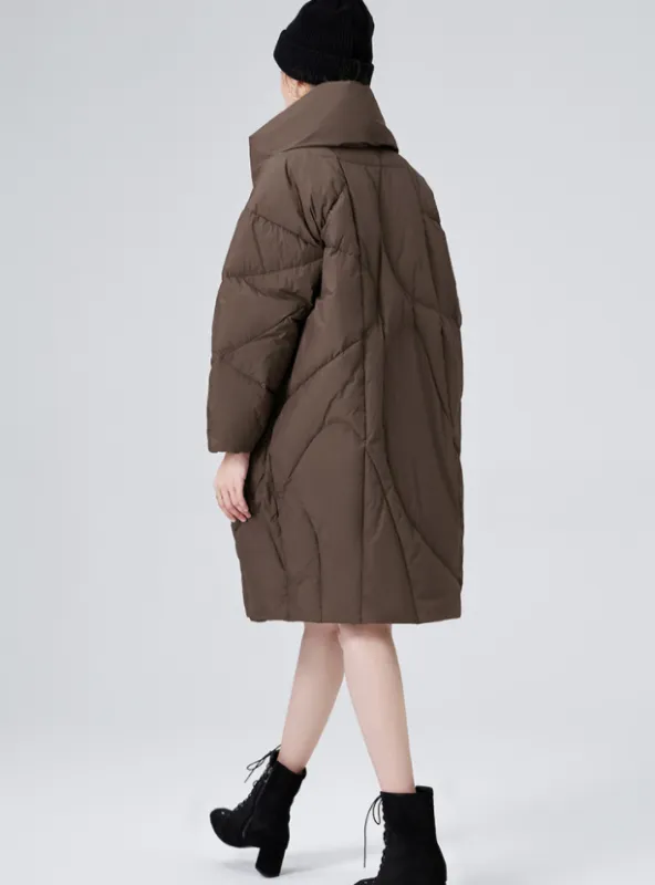 Collar Size Loose Thickened Long Down Jacket