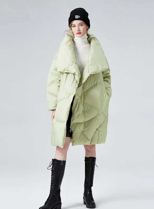 Collar Size Loose Thickened Long Down Jacket