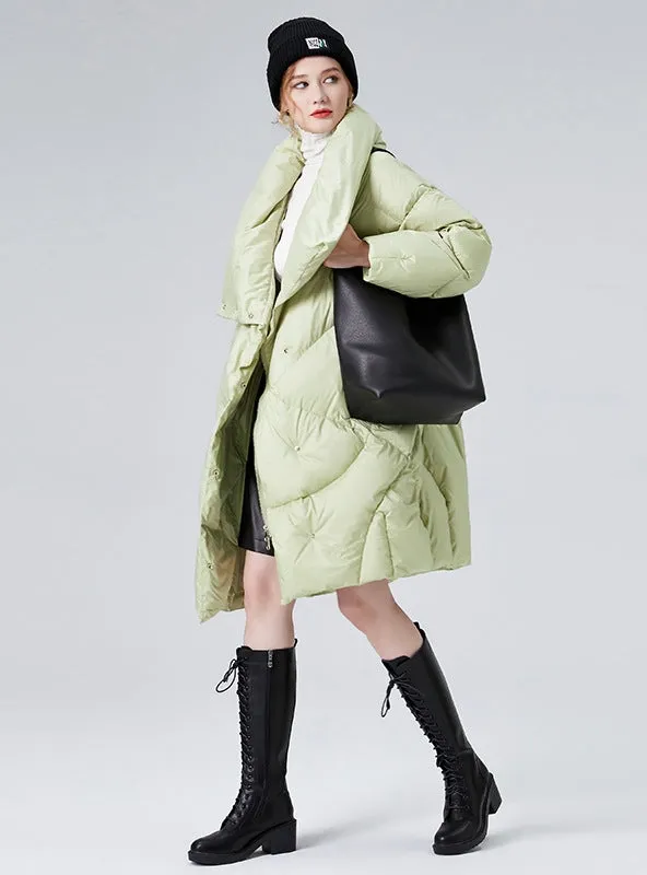 Collar Size Loose Thickened Long Down Jacket