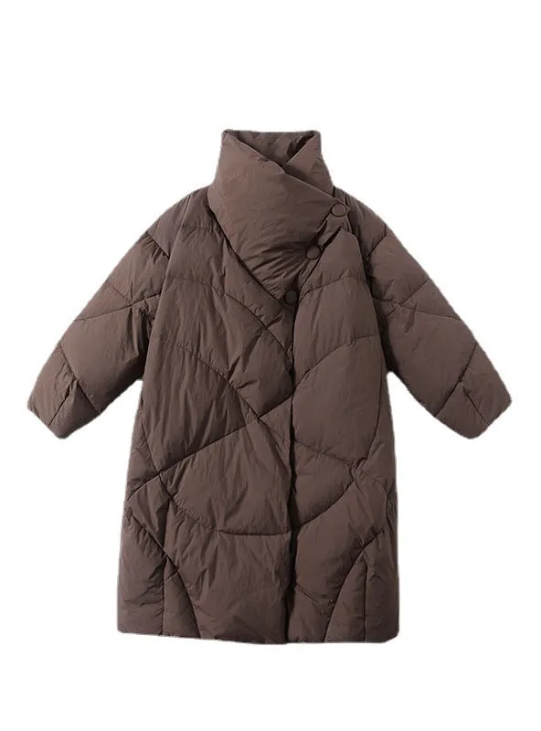 Collar Size Loose Thickened Long Down Jacket