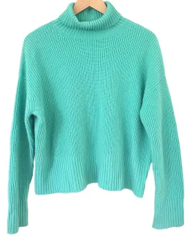 Cool Summer Rivulet Green Cashmere Turtleneck Sweater