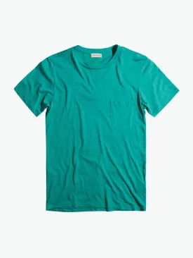 Crew Neck Modal-Blend Pocket T-shirt Cyan