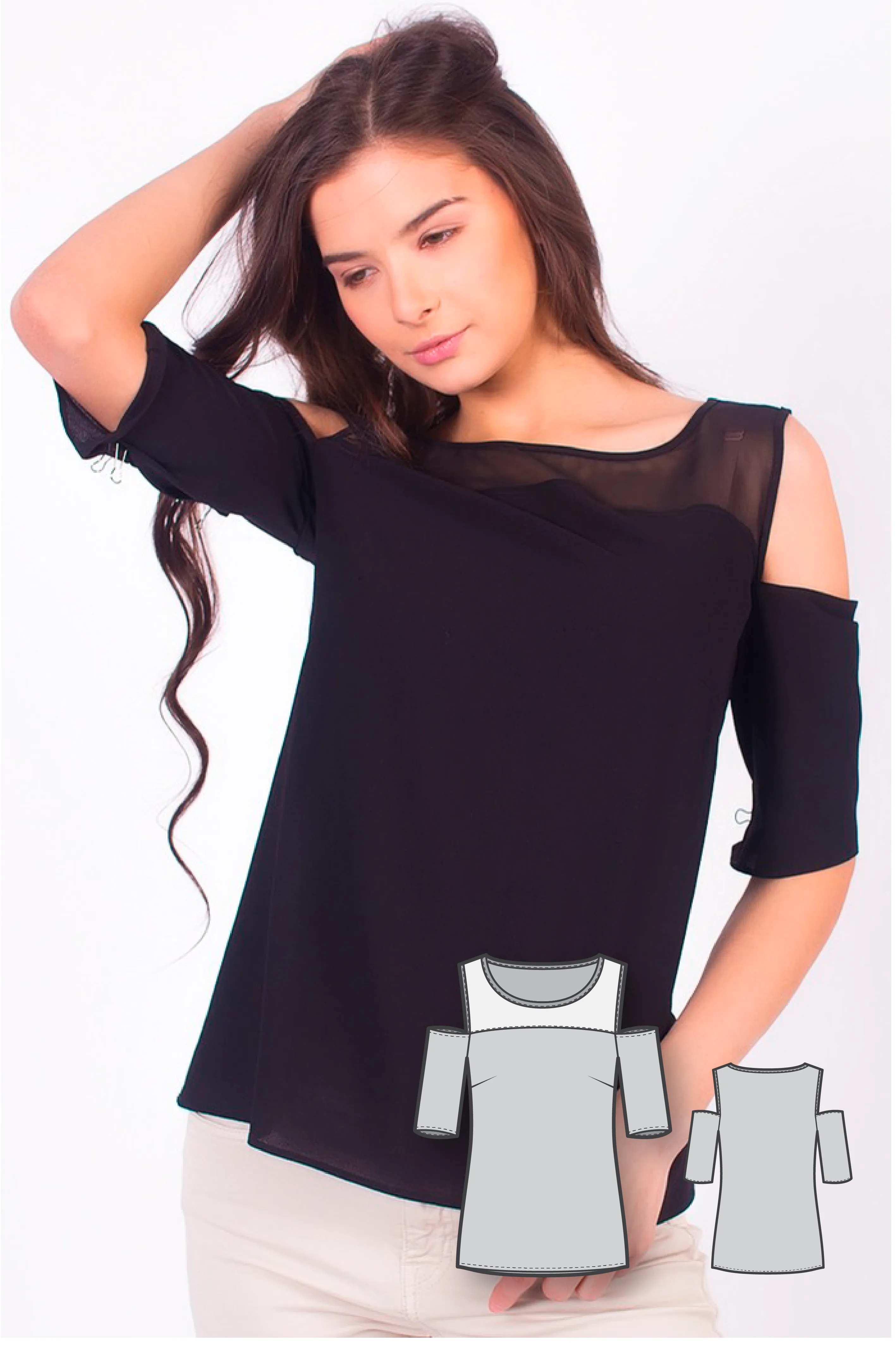 Cut Out Shoulder Top #2108