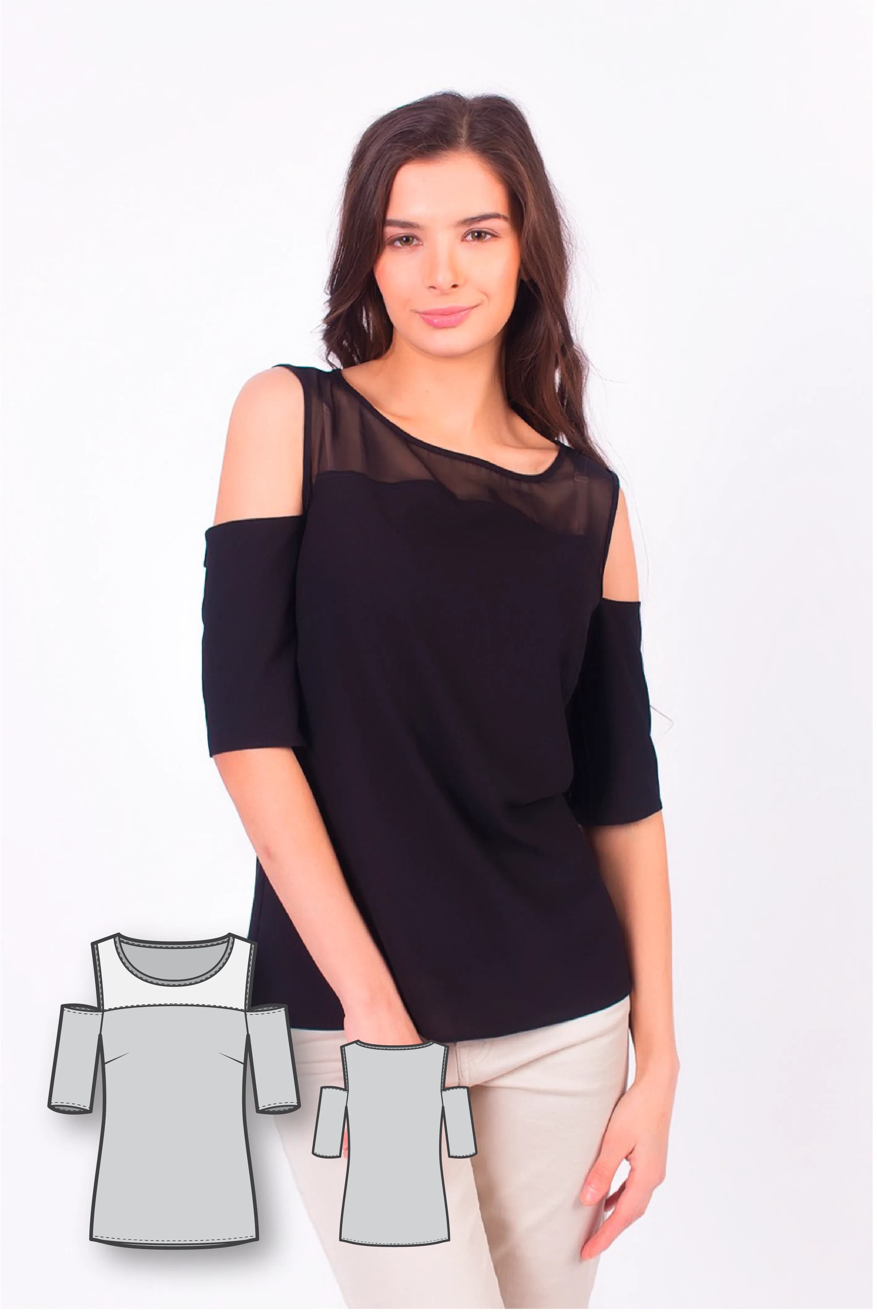 Cut Out Shoulder Top #2108