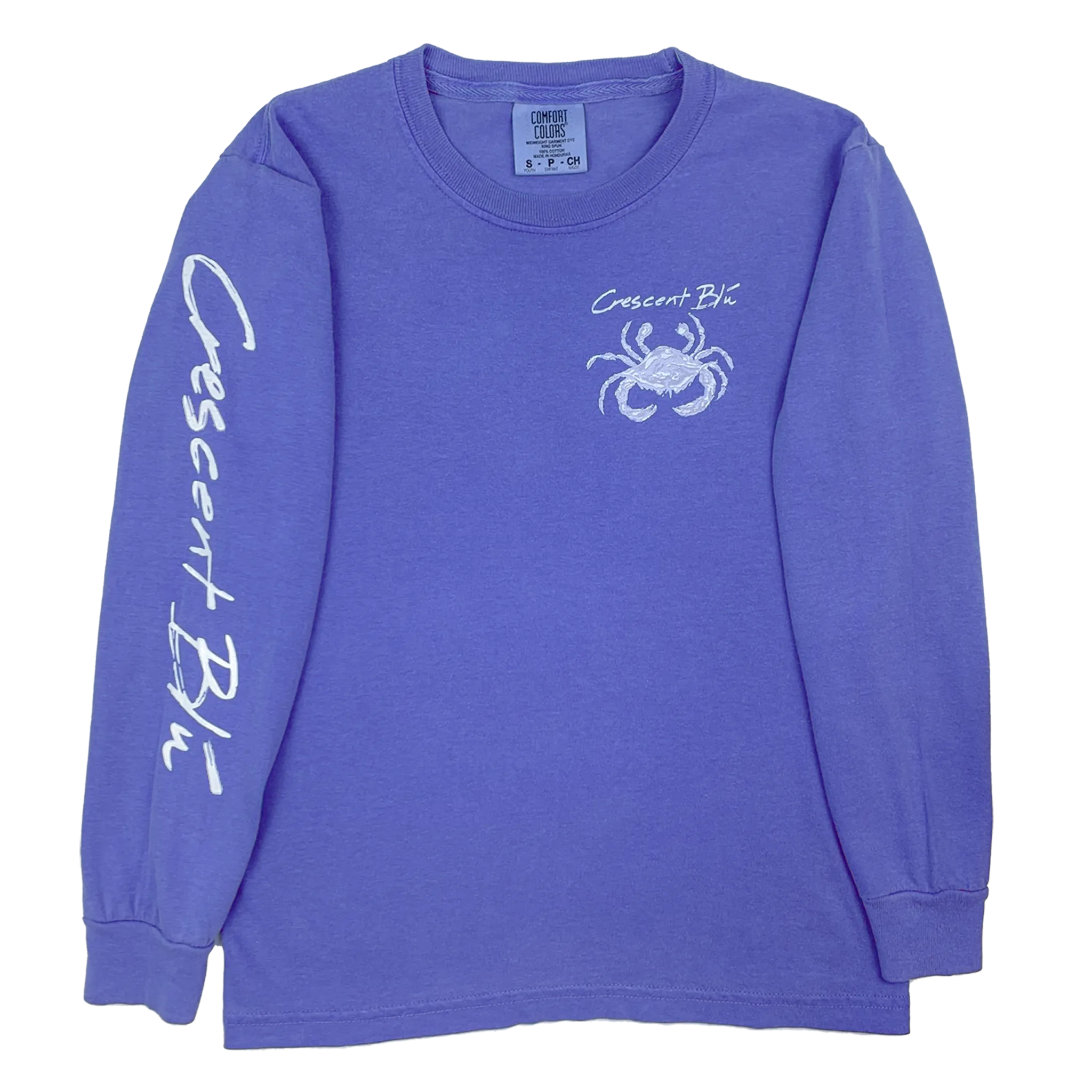 Distressed White Crab Youth Long Sleeve T-shirt