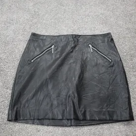 Divided By H&M Womens Faux Leather Mini Skirt Zipper Pockets Black Size US 8