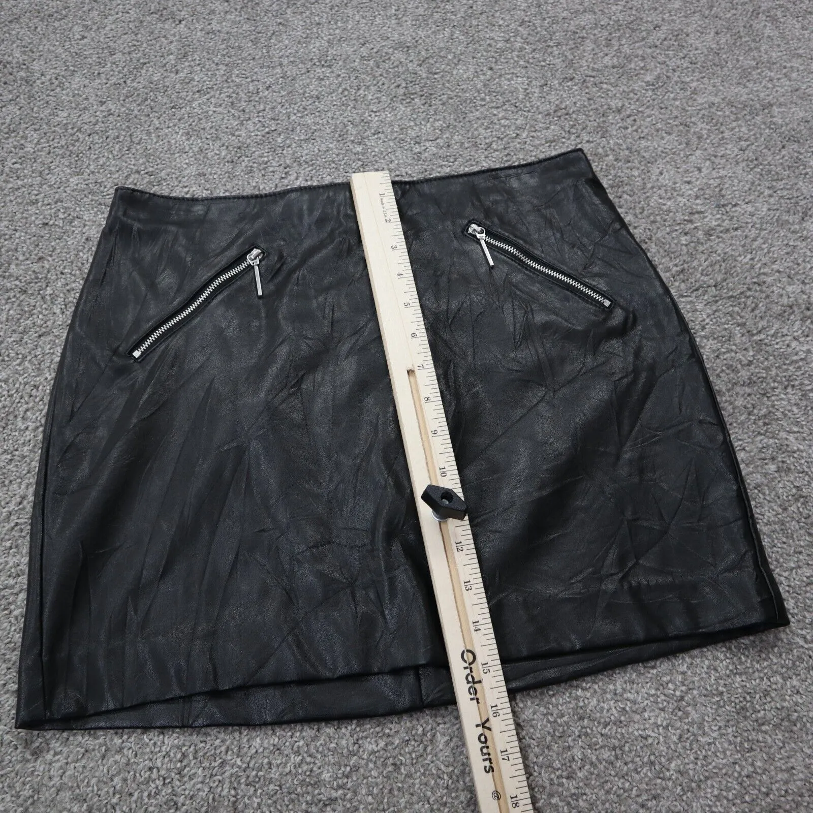 Divided By H&M Womens Faux Leather Mini Skirt Zipper Pockets Black Size US 8