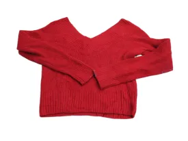 Divided By H&M Womens Pullover Knitted Sweater V Neck Long Sleeve Red Size Small