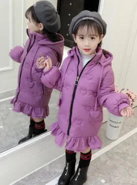 Down Cotton-Padded Jacket Fishtail Girl's Coat