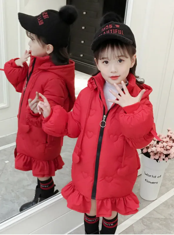 Down Cotton-Padded Jacket Fishtail Girl's Coat