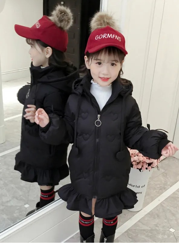 Down Cotton-Padded Jacket Fishtail Girl's Coat