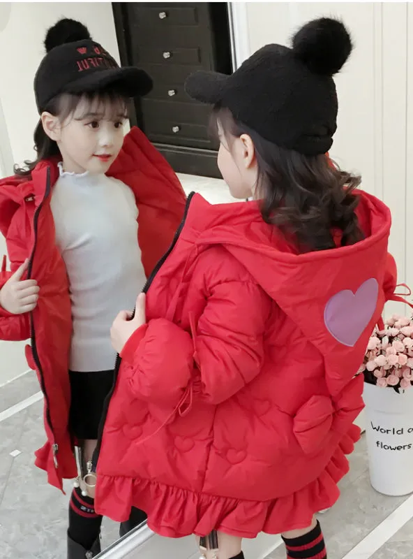 Down Cotton-Padded Jacket Fishtail Girl's Coat