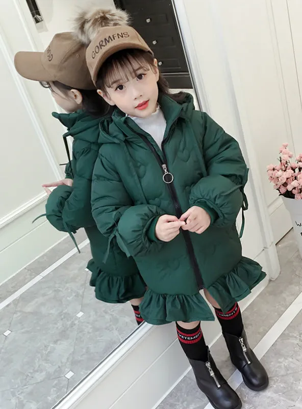 Down Cotton-Padded Jacket Fishtail Girl's Coat