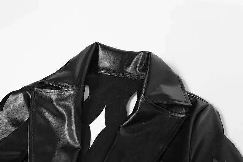 Faux Leather Trench Coat