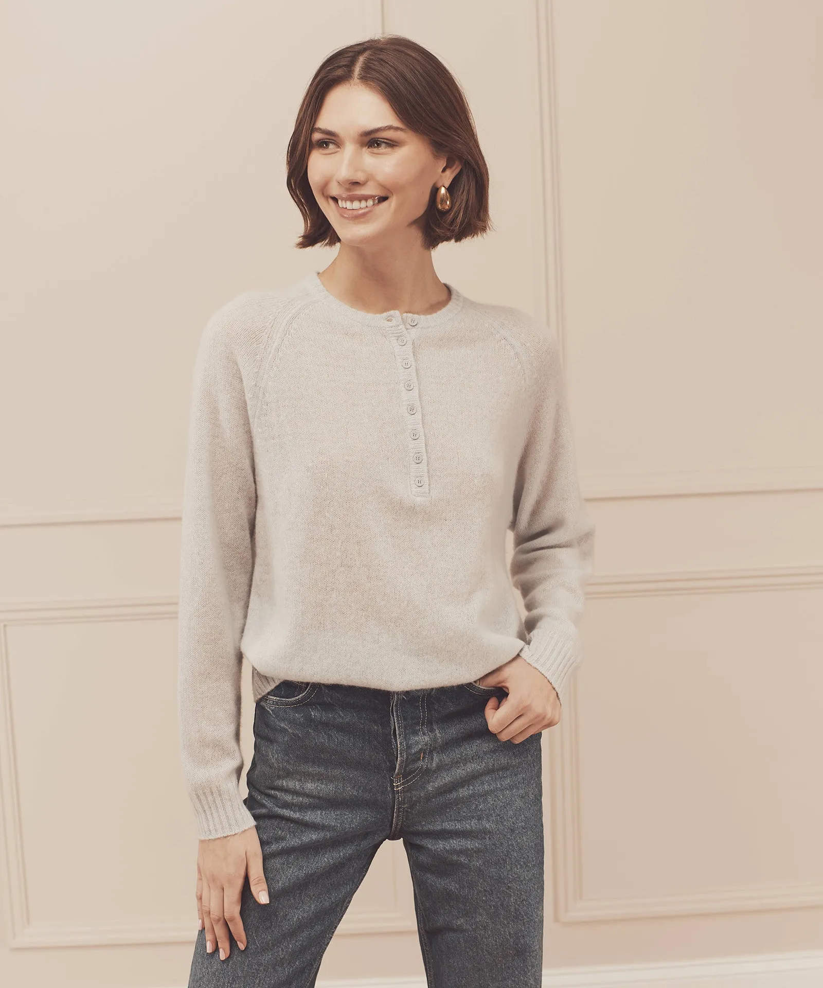 Featherweight Cashmere Henley Sweater