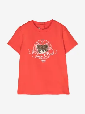 Fendi Baby Boys Bear Logo T-Shirt in Red