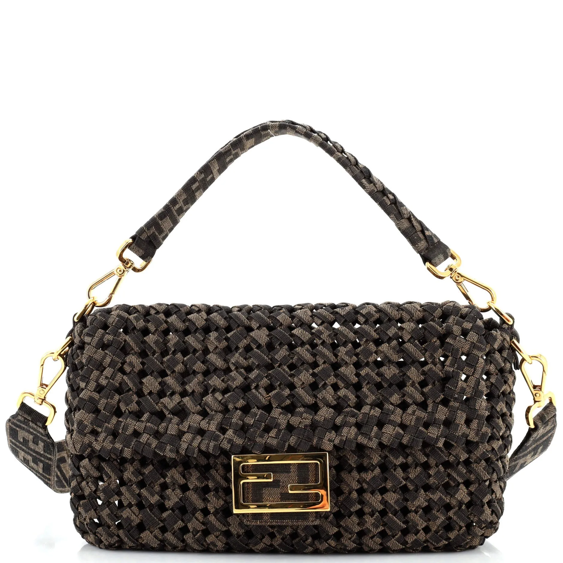 FENDI Baguette NM Bag Woven Zucca Canvas Medium