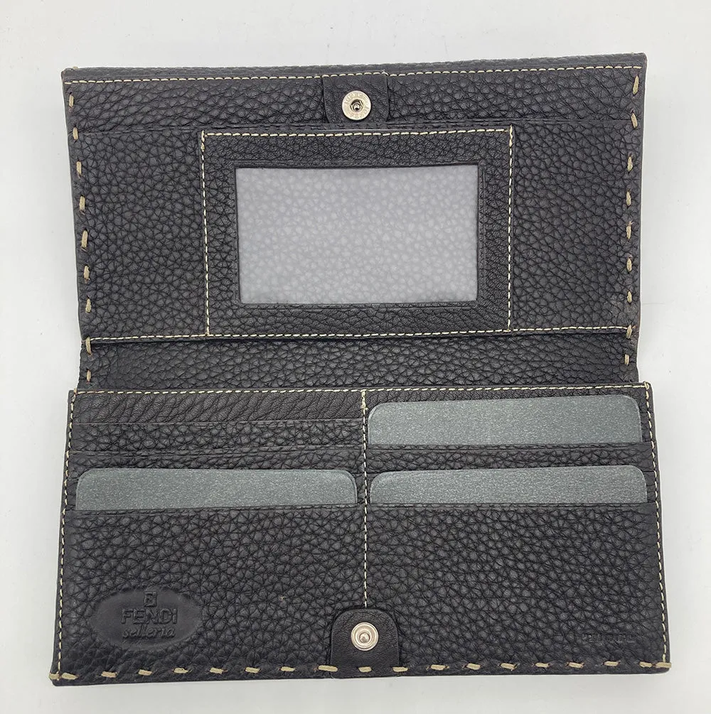 Fendi Dark Brown Selleria Leather Continental Wallet