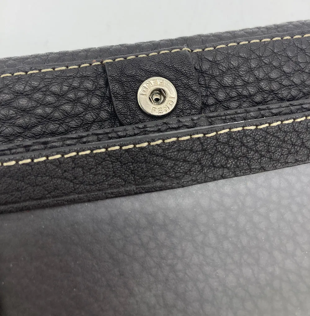 Fendi Dark Brown Selleria Leather Continental Wallet