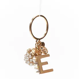 FENDI gold tone E alphabet pearl spike embellished berry charm ring