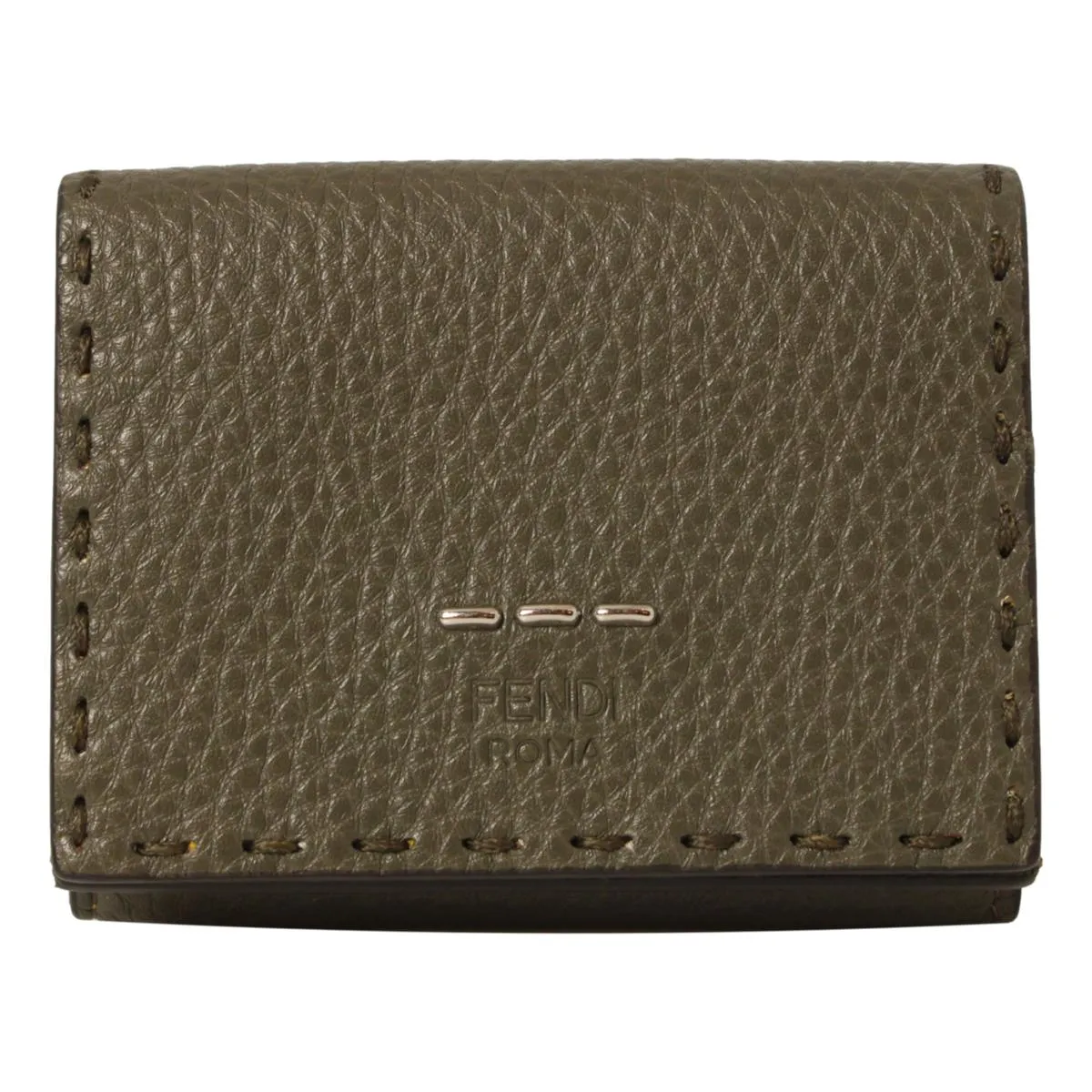 Fendi Grey Selleria Calf Leather Staples Small Trifold Wallet 7M0280