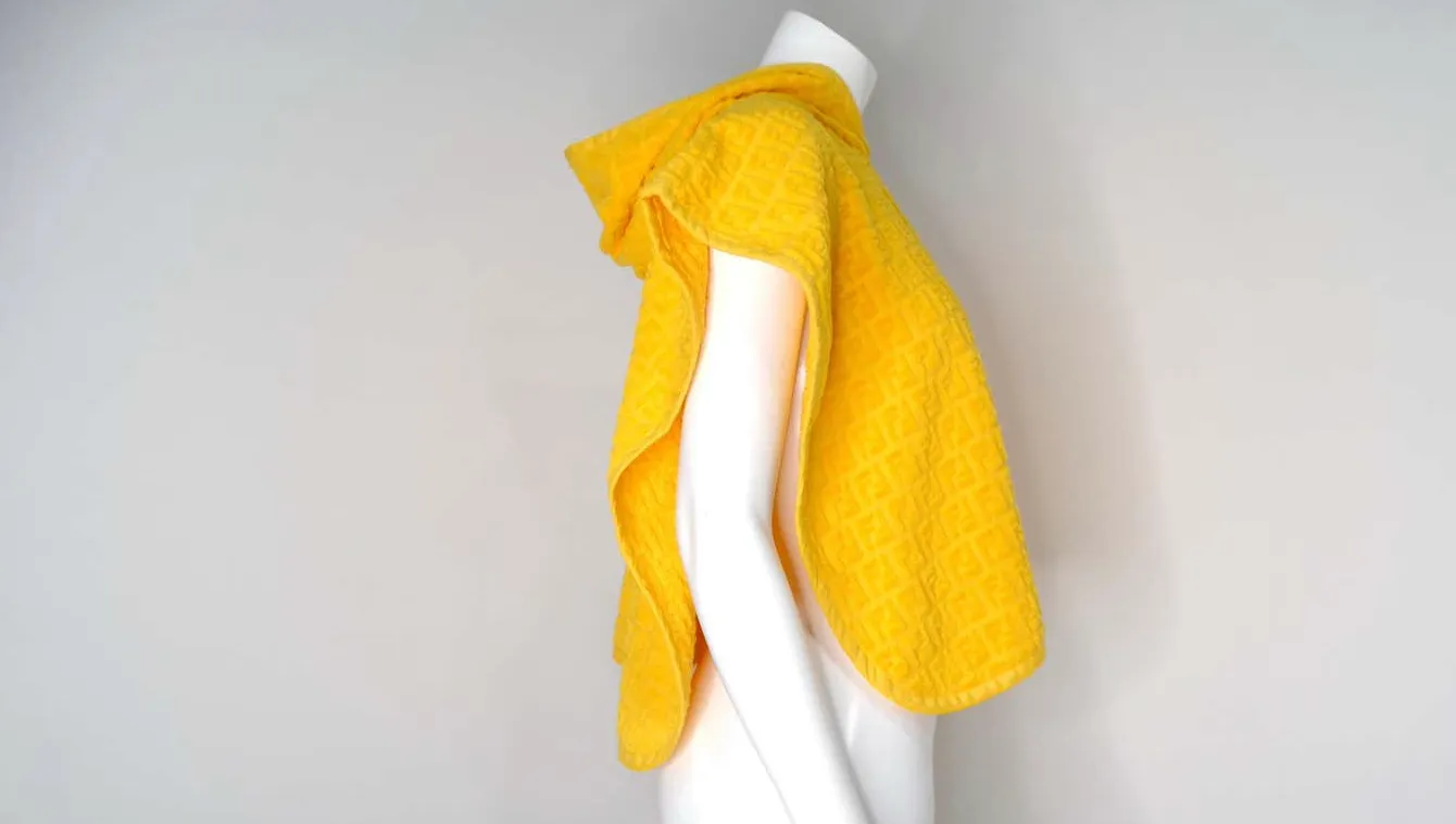 Fendi Logo Yellow Terrycloth Poncho