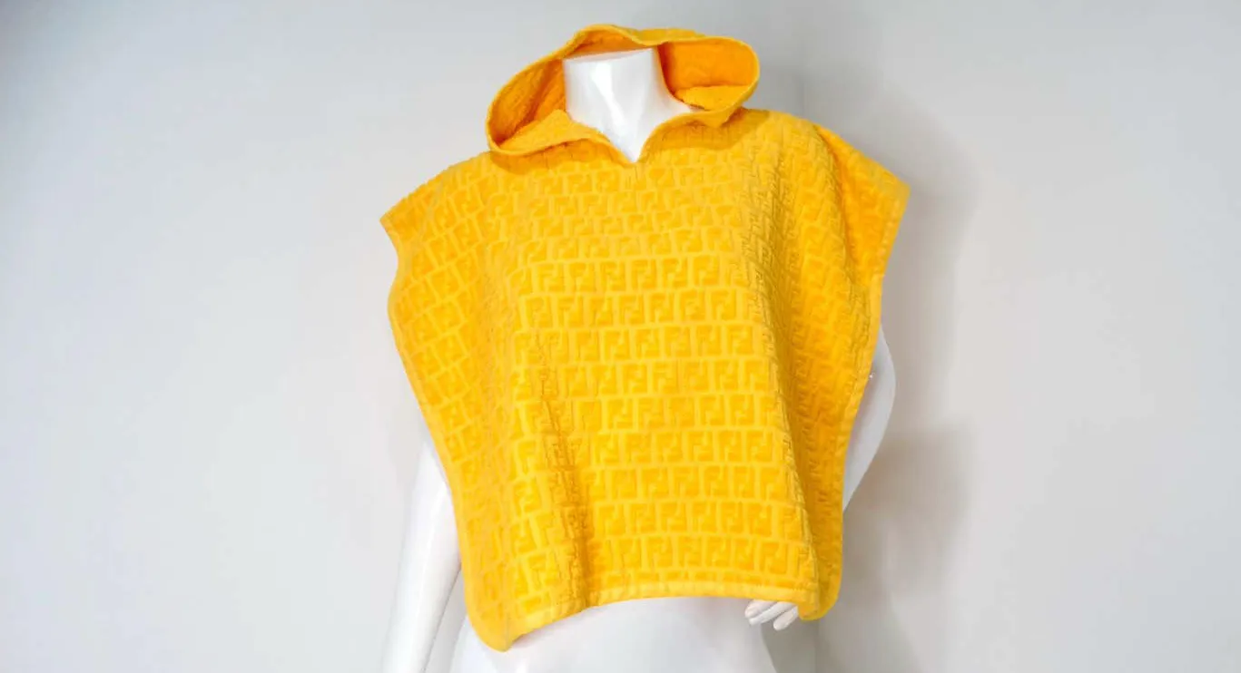 Fendi Logo Yellow Terrycloth Poncho