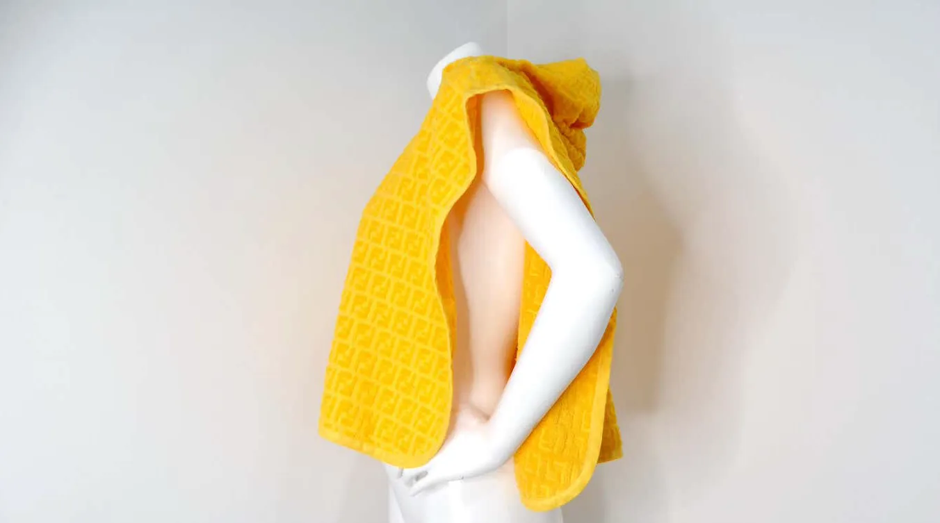 Fendi Logo Yellow Terrycloth Poncho