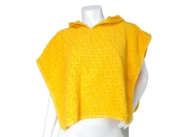 Fendi Logo Yellow Terrycloth Poncho