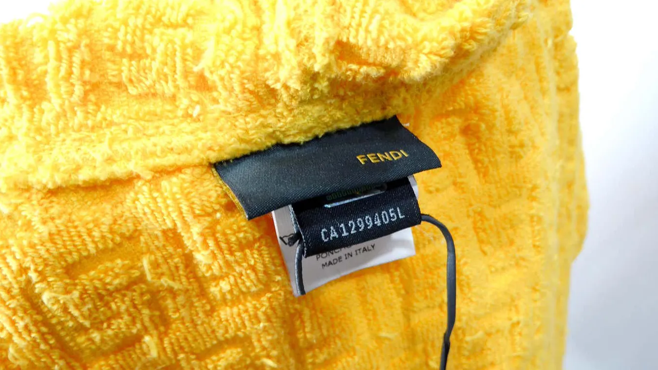 Fendi Logo Yellow Terrycloth Poncho