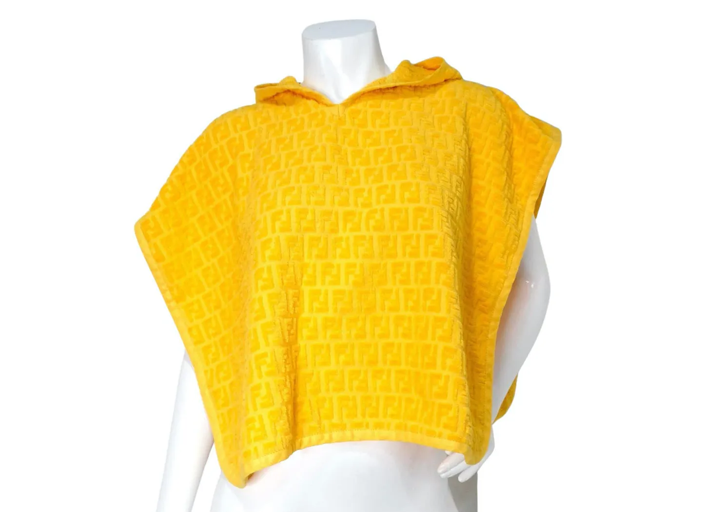 Fendi Logo Yellow Terrycloth Poncho