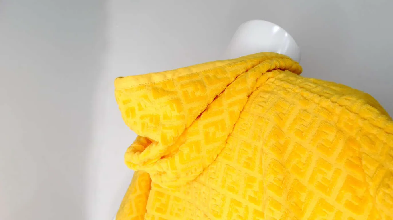 Fendi Logo Yellow Terrycloth Poncho