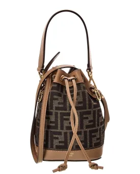 FENDI Mon Tresor Mini FF Jacquard & Leather Bucket Bag