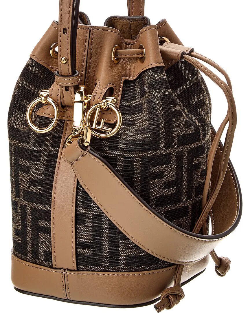 FENDI Mon Tresor Mini FF Jacquard & Leather Bucket Bag