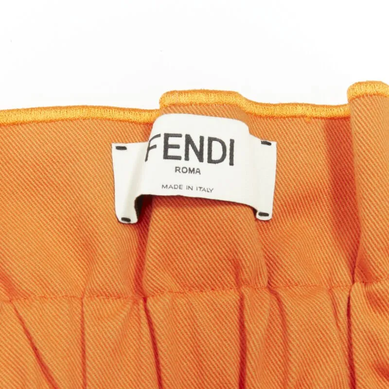 FENDI orange Forever FF monogram drawstring paperbag high waist bloomer shorts S