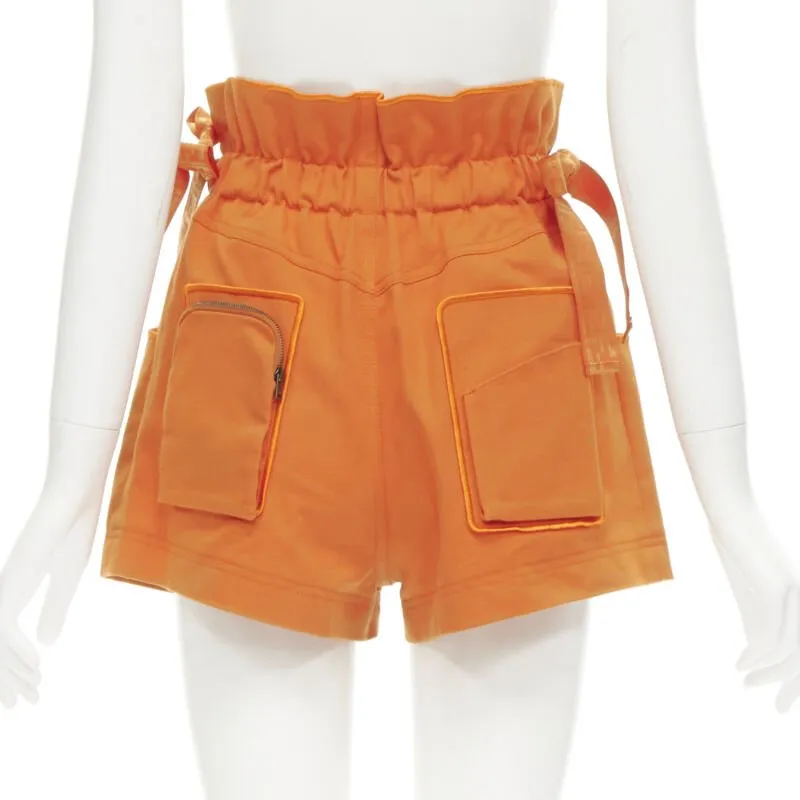 FENDI orange Forever FF monogram drawstring paperbag high waist bloomer shorts S