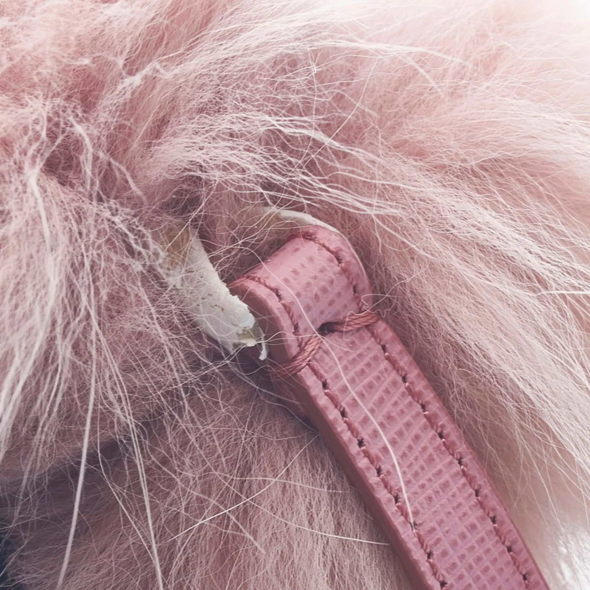 FENDI pompom charm pink fur ladies