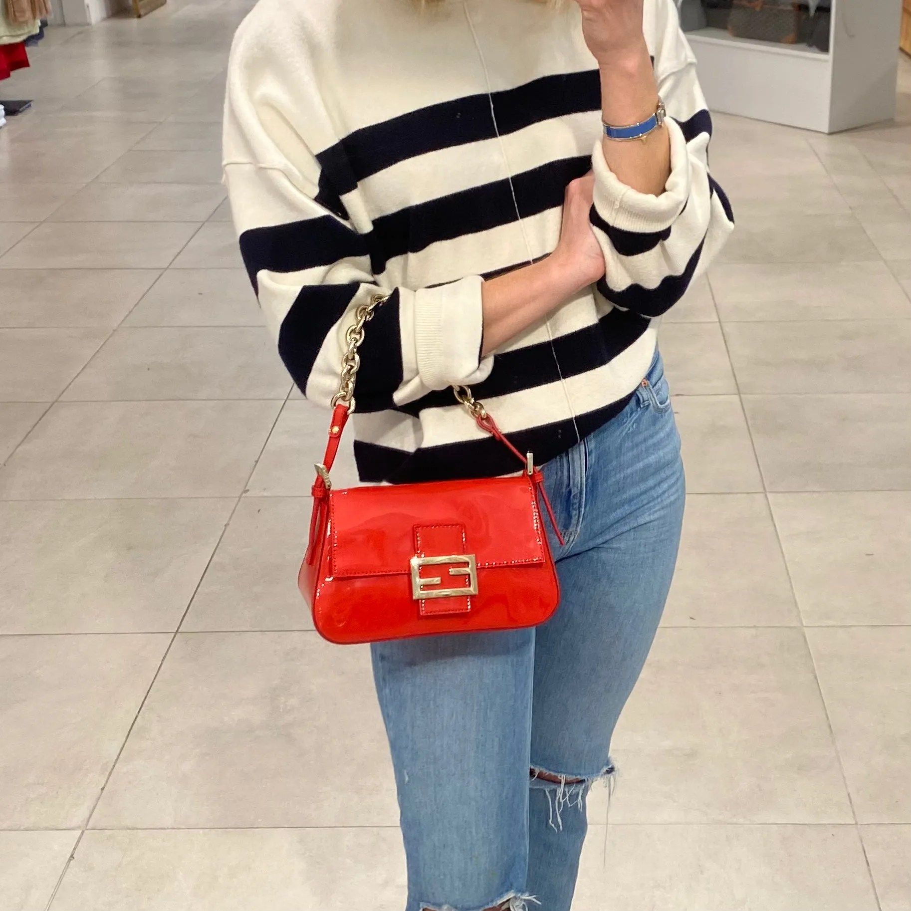 Fendi Red Patent Mini Mama Bag