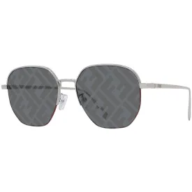 Fendi Unisex Sunglasses - Geometric Shaped Shiny Silver Metal Frame | FE40004U 16C