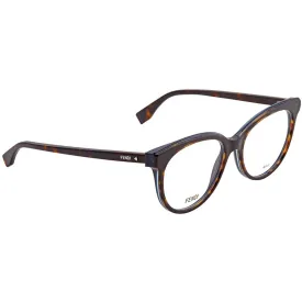 Fendi Women's Eyeglasses - Dark Havana Plastic Cat Eye Frame | FENDI FF0254 086