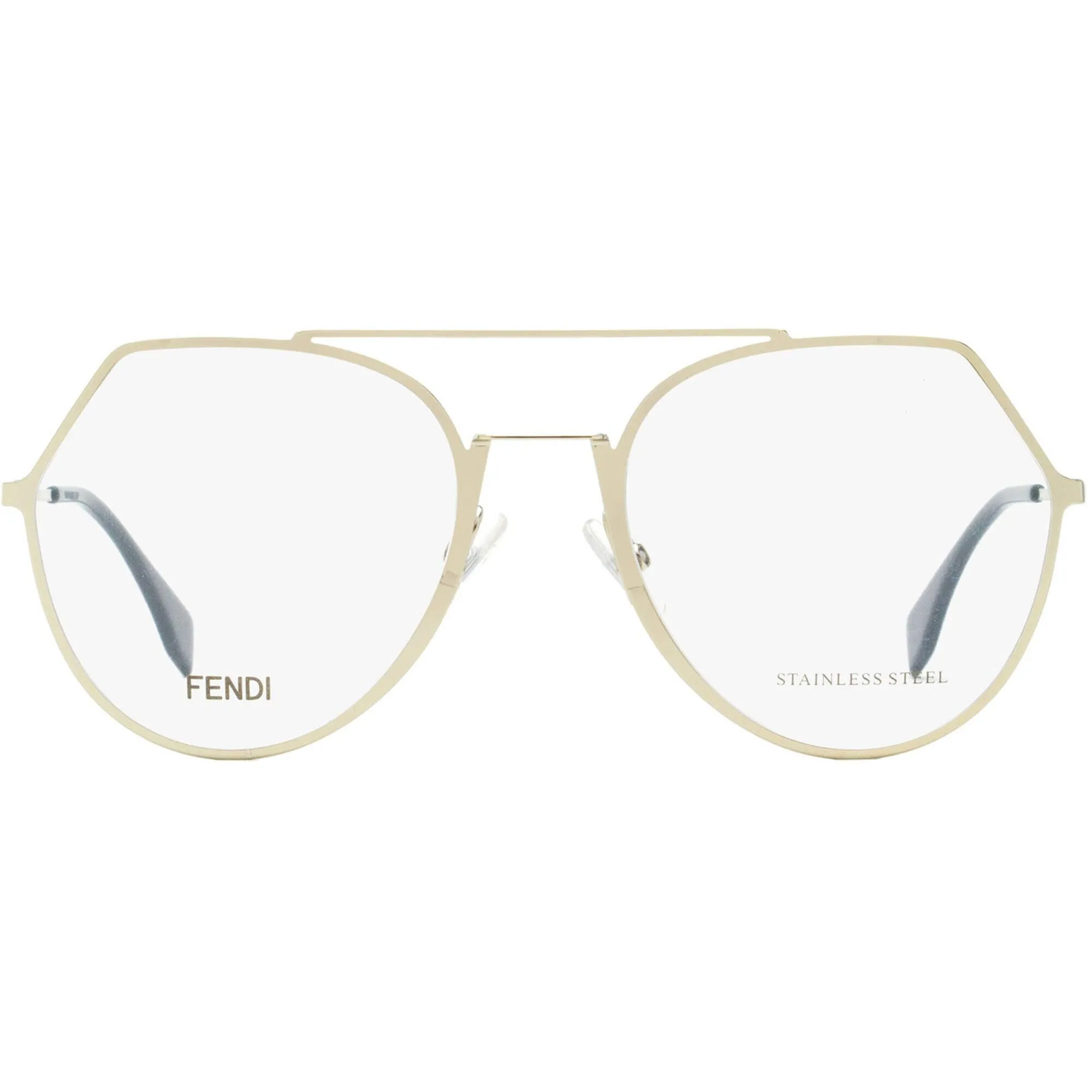 Fendi Women's Eyeglasses - Light Gold Metal Full Rim Frame Demo Lens | FF 0329 3YG