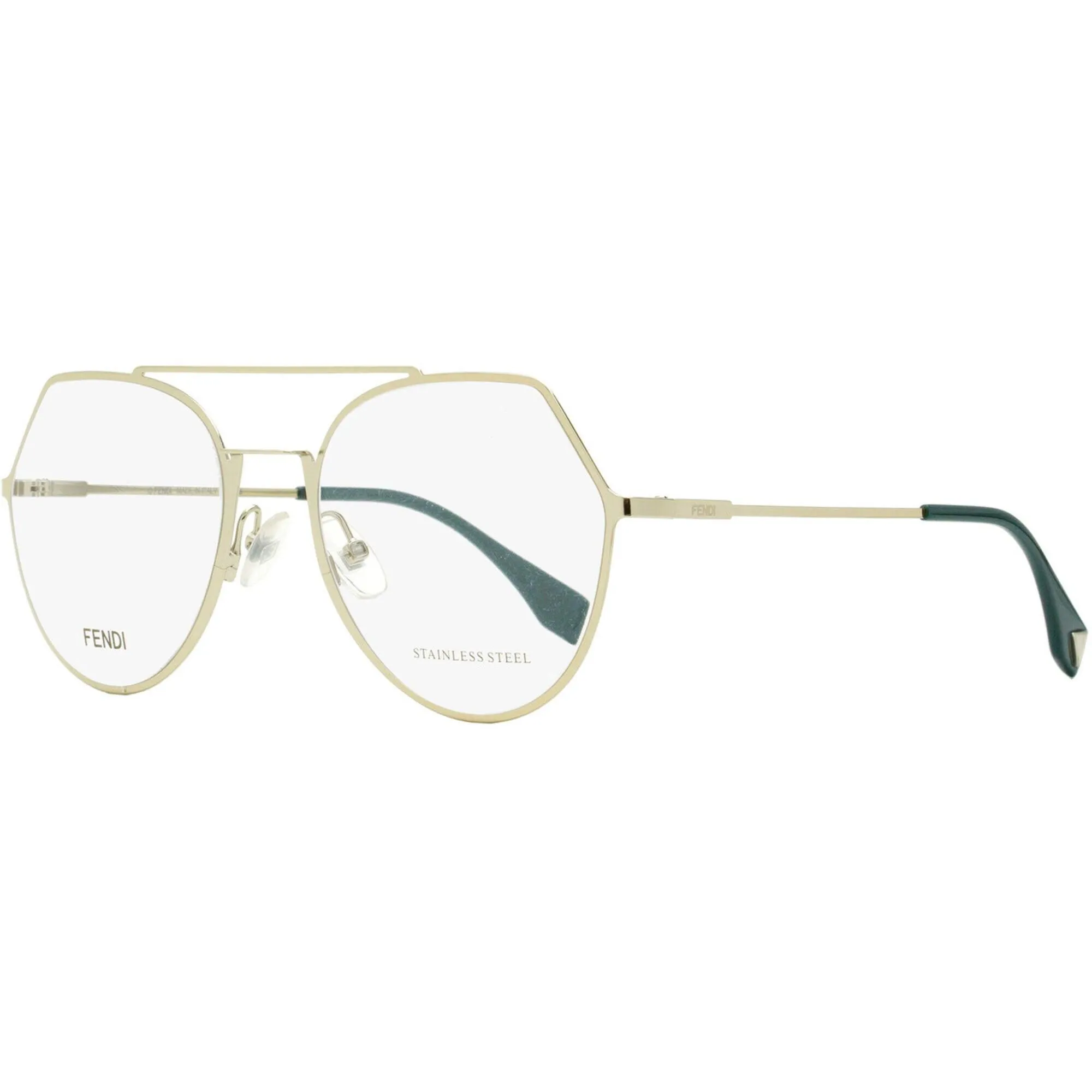 Fendi Women's Eyeglasses - Light Gold Metal Full Rim Frame Demo Lens | FF 0329 3YG