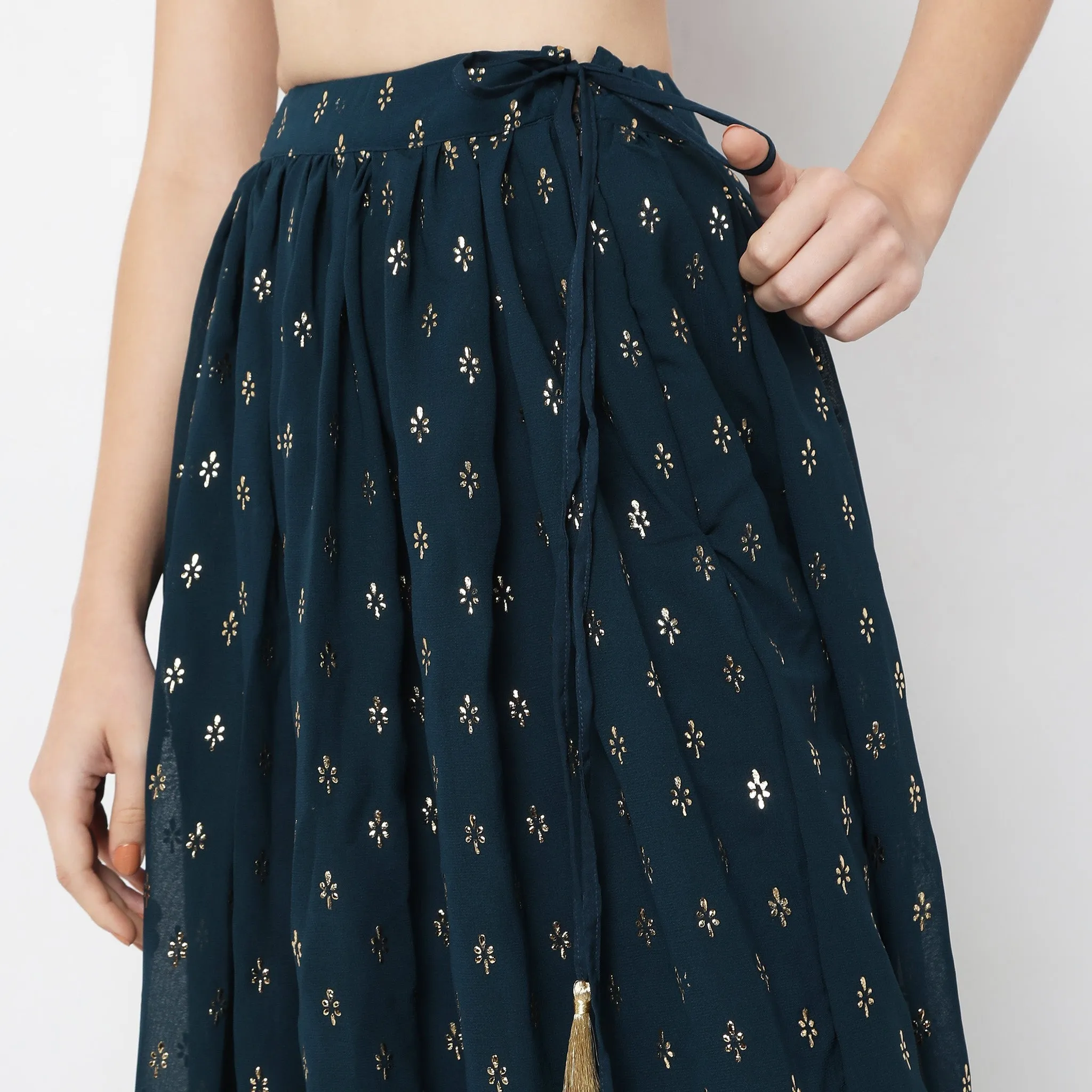 Flare Fit Printed Skirt