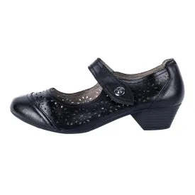 Footflexx Mary Jane High-Heel Shoes Leather Black Colour For Women