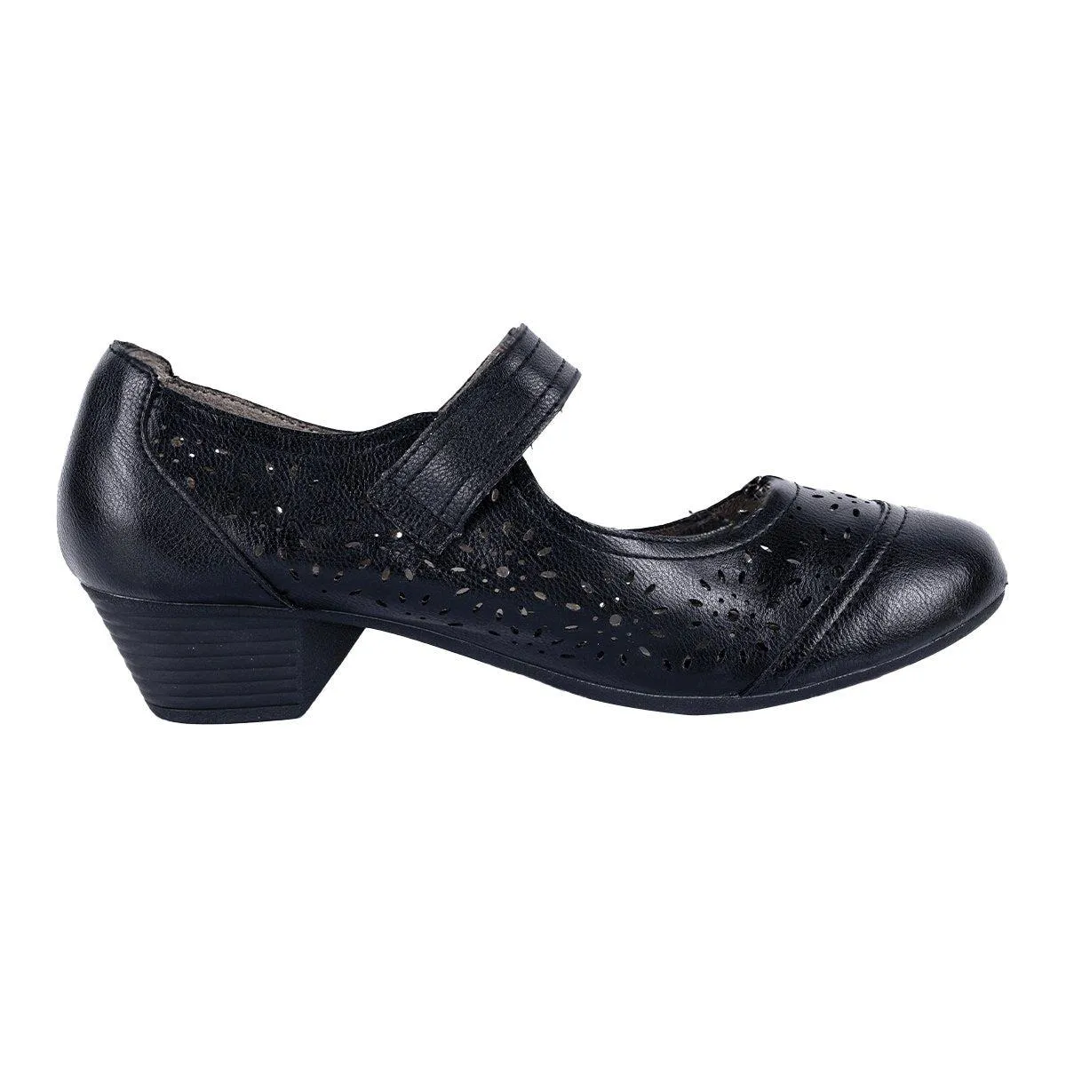 Footflexx Mary Jane High-Heel Shoes Leather Black Colour For Women