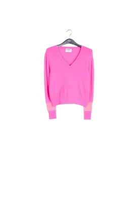 Fuchsia v-neck light knit sweater