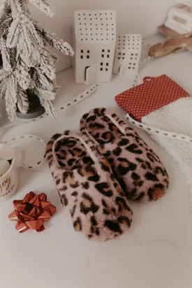 Fuzzy Pink Leopard Slippers